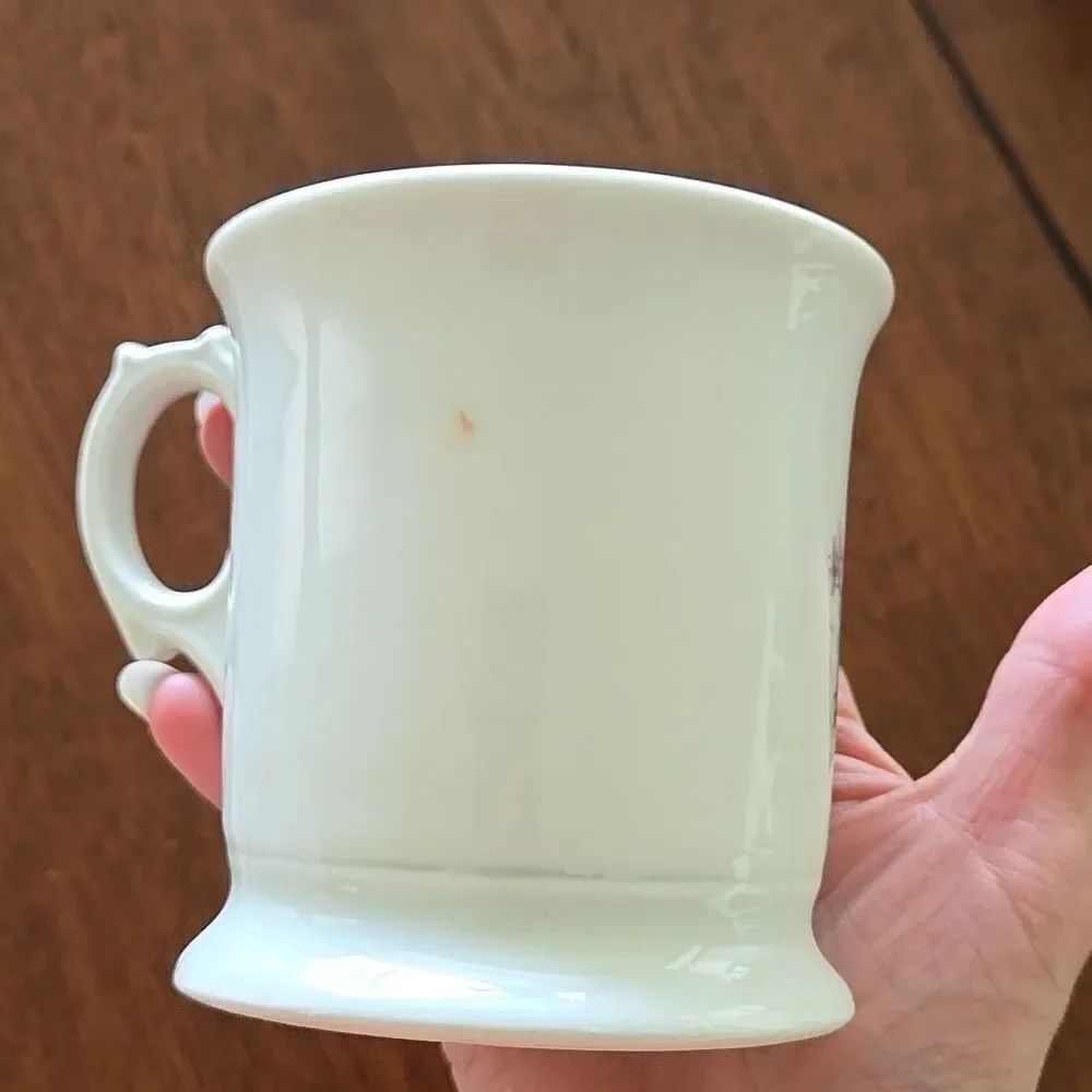Antique Vintage Germany Porcelain Shaving Mug Cup Pink Roses Luster Germany home